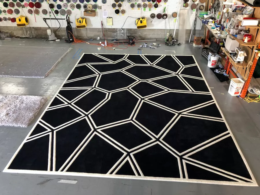 Completed rug built to scale from graph paper.
