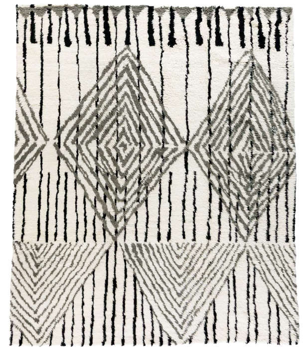 Modern Moroccan rug with tribal pattern