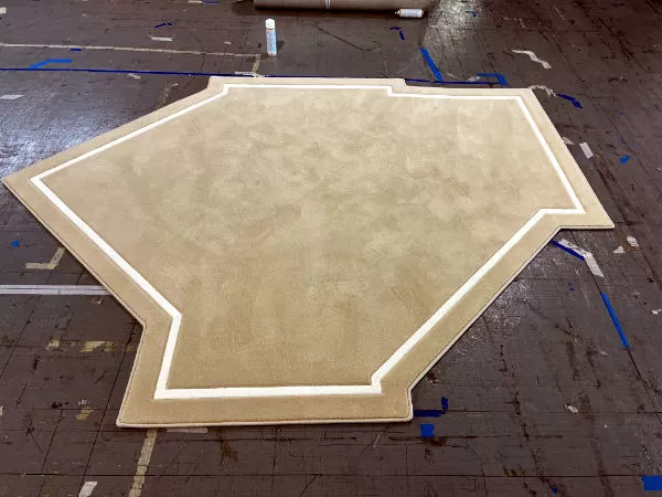 Formatted rug with white border.