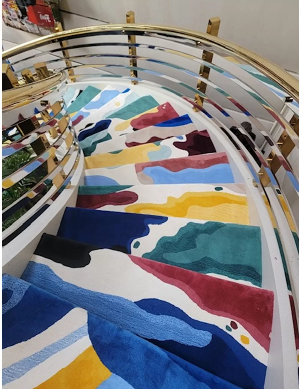 Stairs and runner with many colors.