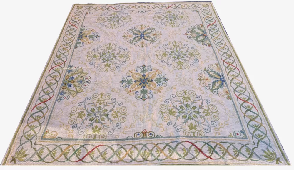 Under Sea Mosaic needlepoint wool rug.