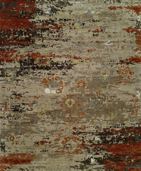 Abstract festive rug in reds