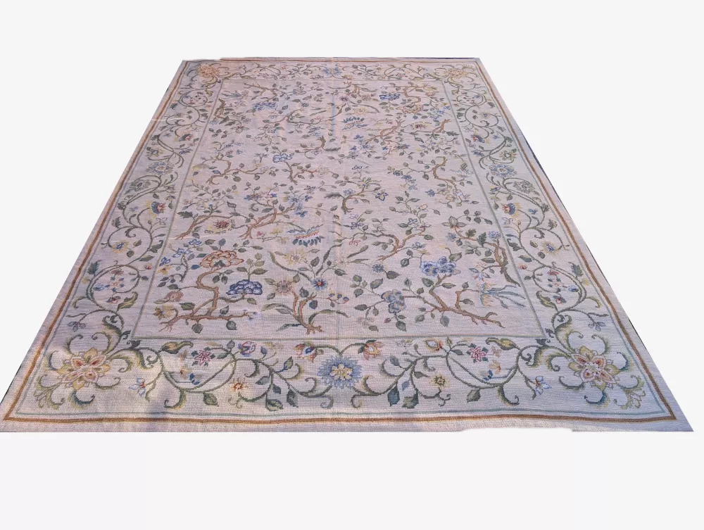 Gradella 9 x 12 wool needle point, hand-knotted rug.