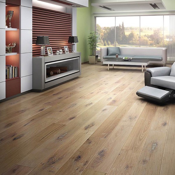 Rustic floor with chic modern furniture