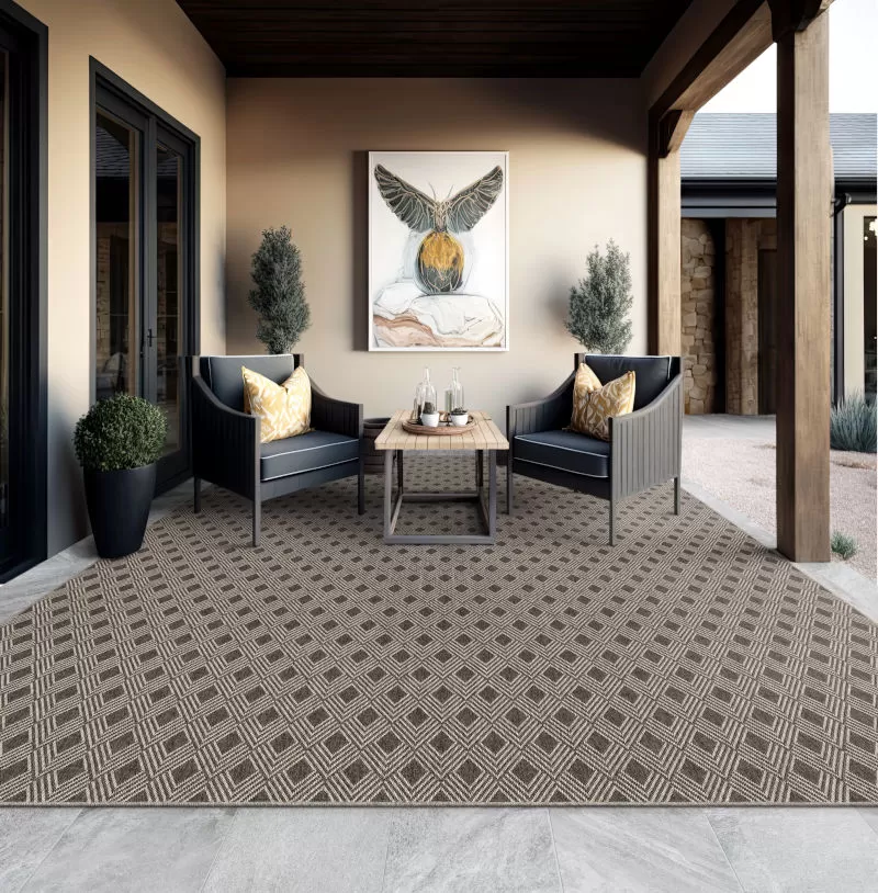 Solution-dyed indoor/outdoor carpet