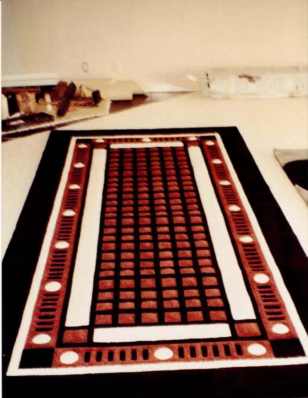 Formatted rug inlaid with 100s of pieces.