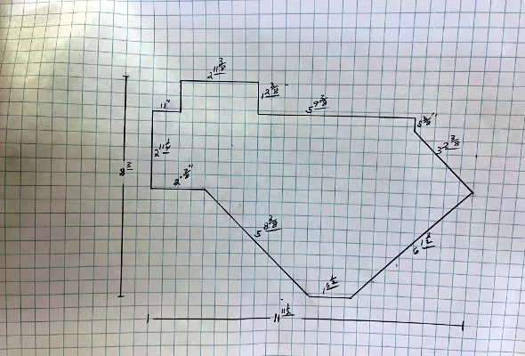 Scale drawing of formatted rug pattern.