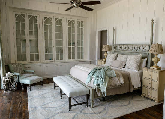 Custom hand made rug in bedroom