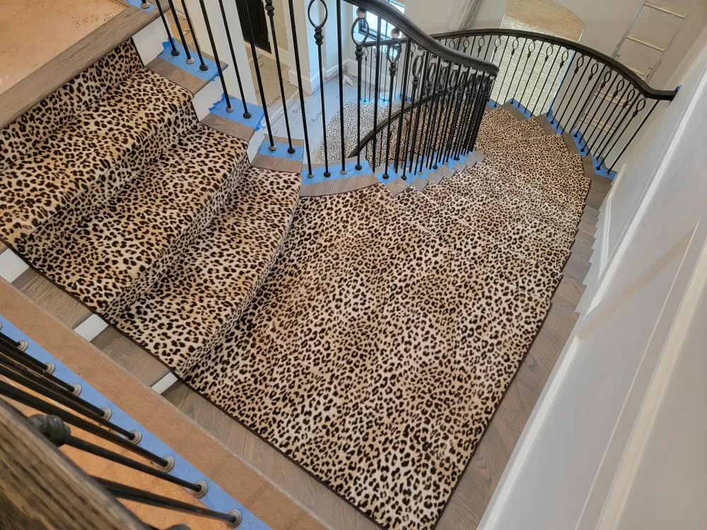 Leopard spot stair runner.
