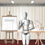 A robot pitching an interior design.