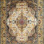 Hand-knotted rug traditional design in blue-ivory