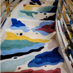 Colorful stair carpet.
