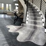 Animal print in color slate as stair runner with puddle.