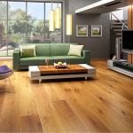 Wide plank wooden floor in light oak