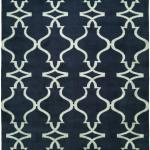 Black rug with all-over pattern in white