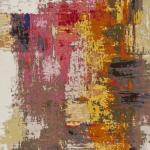 Mid century modern art design on a hand-knotted rug