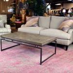 Rug in pink and white with furniture